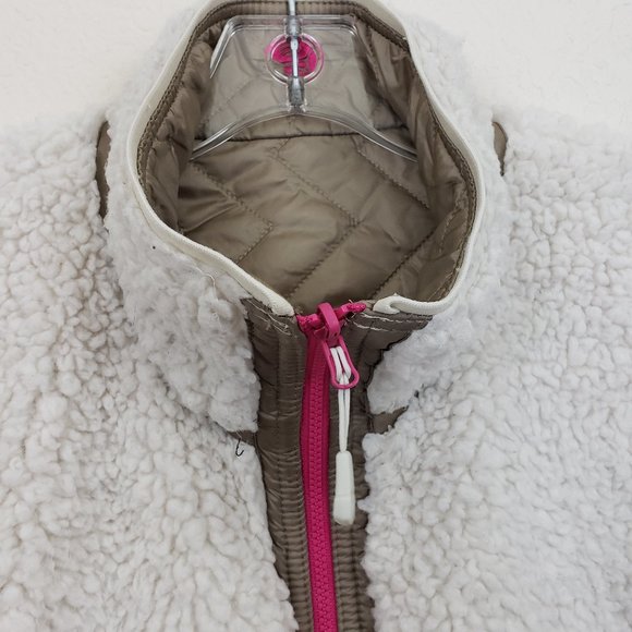 Mountain Hardwear Tan/White Fleece Quilted Reversible Full Zip Winter Vest L - Picture 11 of 16
